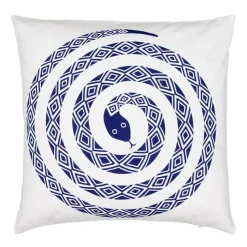 Graphic Print Pillows, Snake, ultramarin