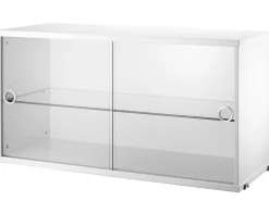 String System Hängeschrank mit Vitrinenschiebetüren