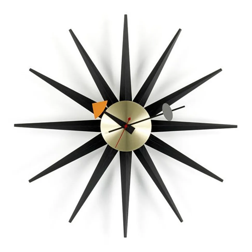 Sunburst Clock Black