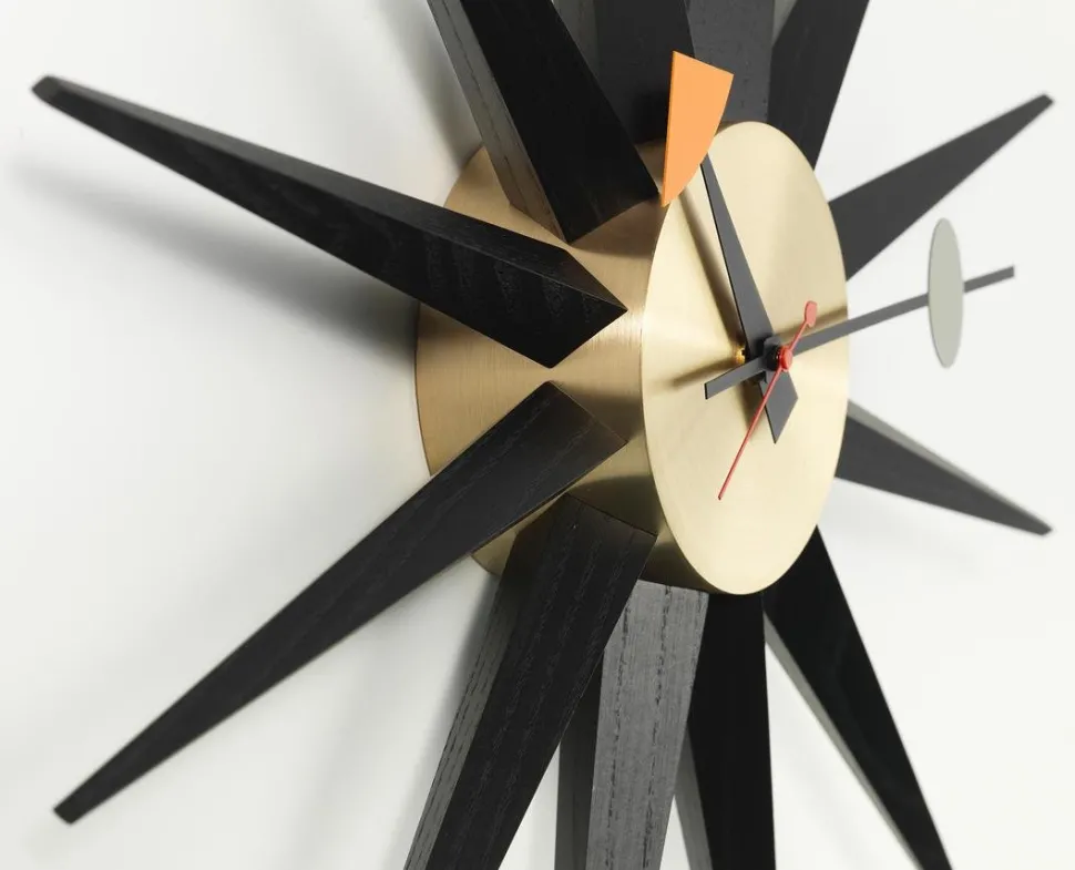Sunburst Clock Black