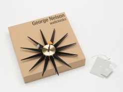 Sunburst Clock Black