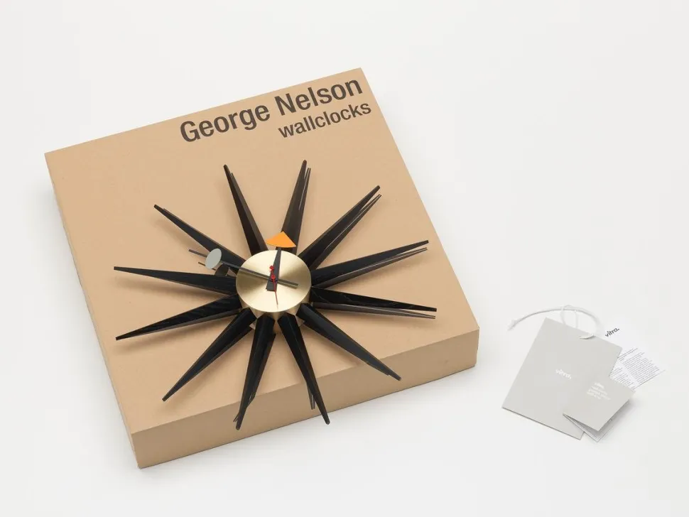 Sunburst Clock Black
