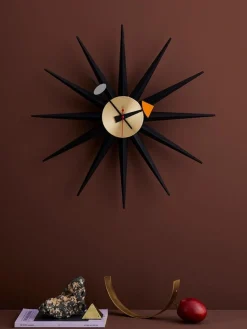 Sunburst Clock Black