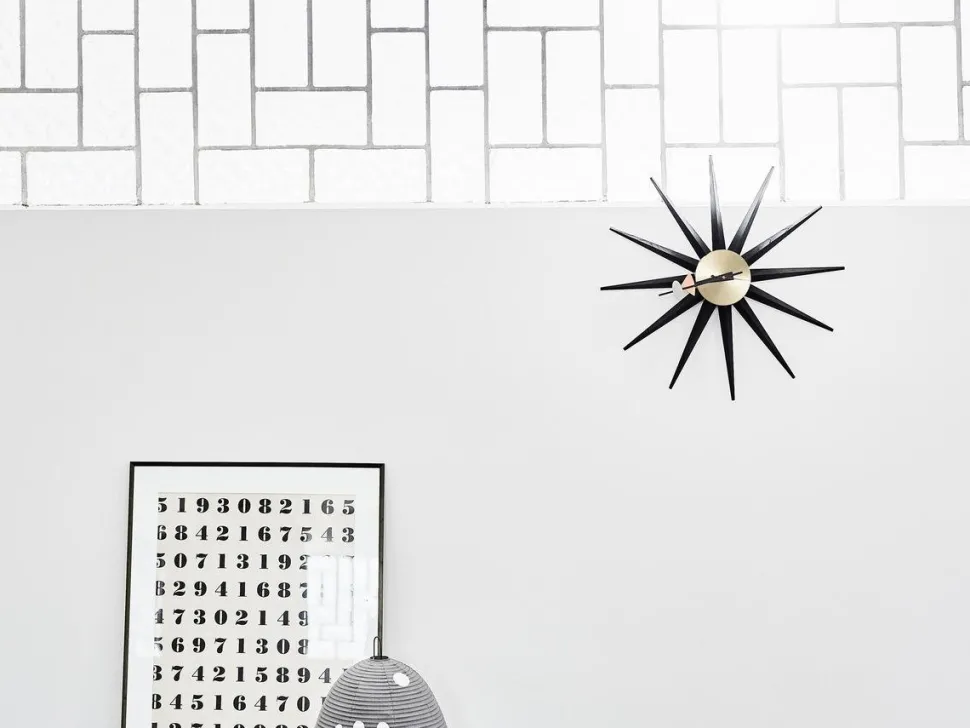 Sunburst Clock Black