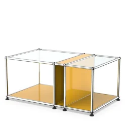 USM Haller Beistelltisch mit Glastablar und Zeitschriftenfach