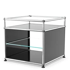 USM Haller Beistelltisch mit Aufsatz und Glas-Zwischentablar